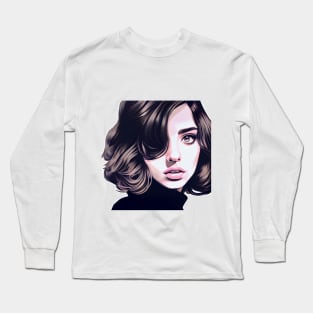 Ana de Armas Pink with Neutral Pastel Color Tones, Retro Vintage Modern Pop Art Design Long Sleeve T-Shirt